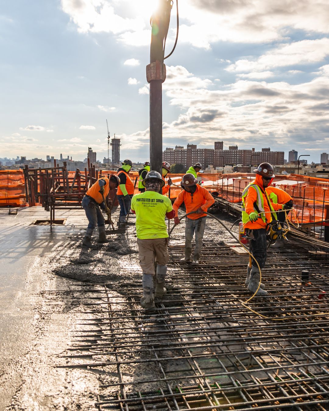 Golden hour concrete pour with full crew — 1701 Macombs Road